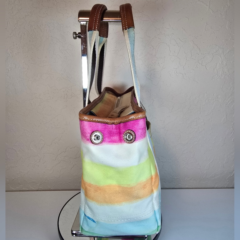 Coach Hampton Multicolor Sherbert Canvas Vintage Tote Bag With COA - Picture 7 of 17
